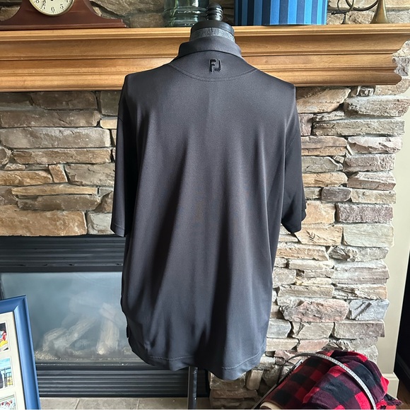 FOOTJOY Golf ⛳️ Men’s Black w Stripe Placket Performance Golf Shirt - Size LARGE - Picture 9 of 14